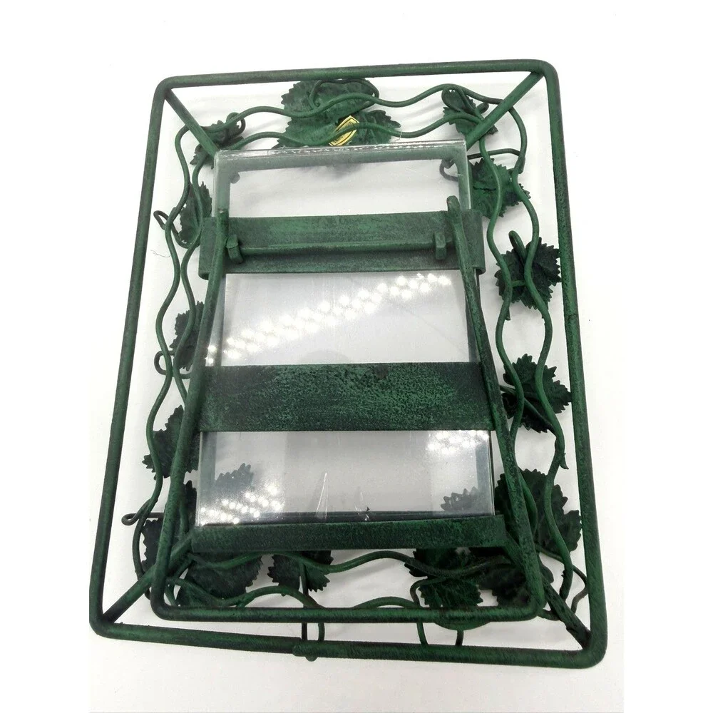 Vintage Wrought Iron Ivy Vine Leaf Picture Frame Green Metal Tabletop 4x6
